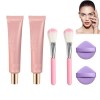 Super Coverage Foundation With Buffing Brush, Super Coverage Foundation Serum For Mature Skin Moisturizing Concealer Brighten