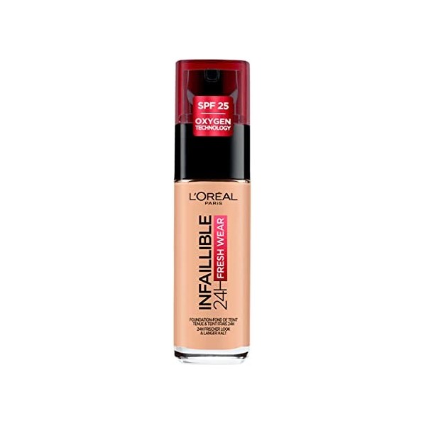 LOréal Paris Fond de Teint Fluide Infaillible 24h Fresh Wear - Tous Types de Peaux - 385 Cacao, Lot de 3 3 x 30 ml 