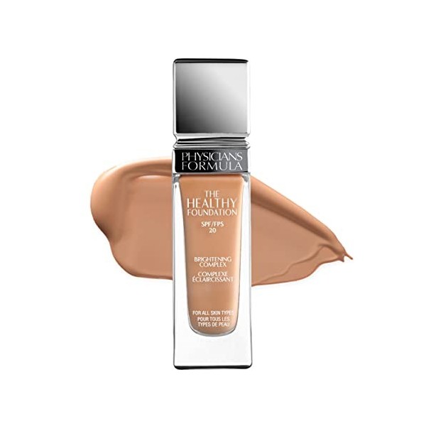 Physicians Formula - The Healthy Foundation SPF 20 - Fond de Teint Longue Durée Couverture Légère et Moyenne - Complexe Eclai