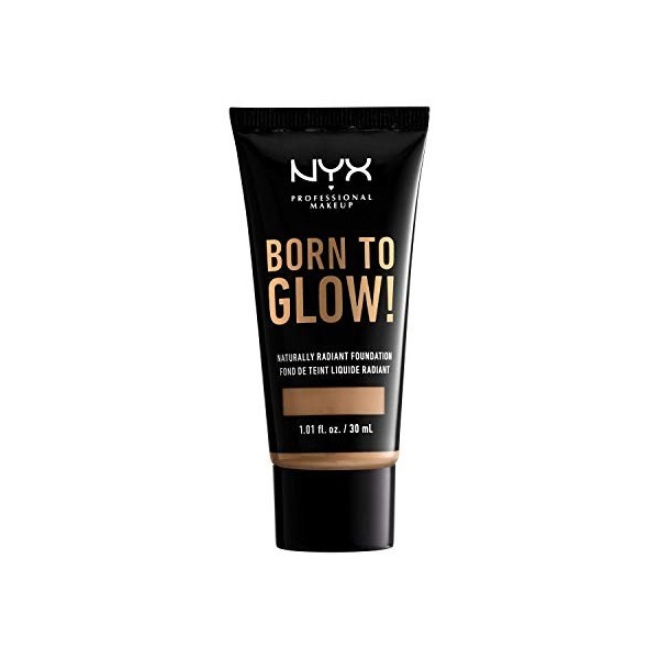 NYX Professional Makeup Fond de Teint Éclat Born to Glow, Fini Éclatant, Couvrance Moyenne Modulable, Formule Vegan, Teinte :