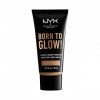 NYX Professional Makeup Fond de Teint Éclat Born to Glow, Fini Éclatant, Couvrance Moyenne Modulable, Formule Vegan, Teinte :