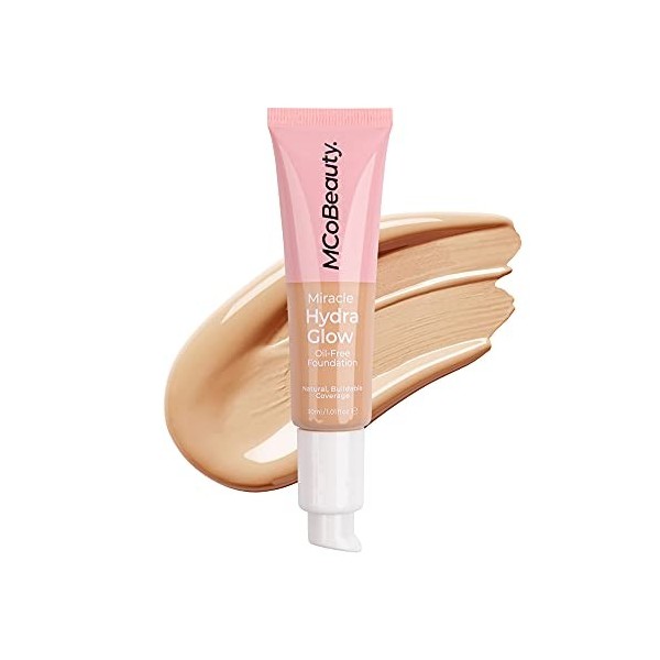 MCoBeauty Miracle Hydra Glow Oil-Free Foundation - Medium Beige For Women 2 Pc 1.01oz Miracle Hydra Glow Oil-Free Foundation,