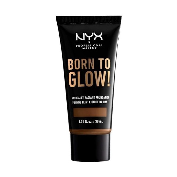 NYX Professional Makeup Fond de Teint Éclat Born to Glow, Fini Éclatant, Couvrance Moyenne Modulable, Formule Vegan, Teinte :