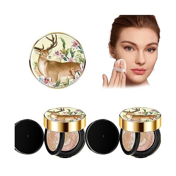 Moisturizing Double-Layer Cushion Compact,Japans Double-Layer Air Cushion,3-Color Concealer for Skin,High Coverage Moisturiz