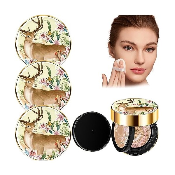 Moisturizing Double-Layer Cushion Compact,Japans Double-Layer Air Cushion,3-Color Concealer for Skin,High Coverage Moisturiz