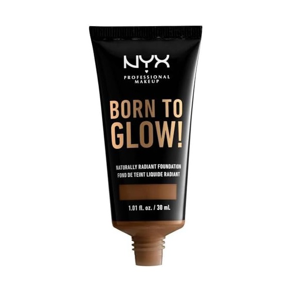 NYX Professional Makeup Fond de Teint Éclat Born to Glow, Fini Éclatant, Couvrance Moyenne Modulable, Formule Vegan, Teinte :