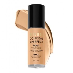 Milani Conceal + Perfect 2-in-1 Foundation + Concealer - Golden Beige 1 Fl. Oz. Cruelty-Free Liquid Foundation - Cover Unde