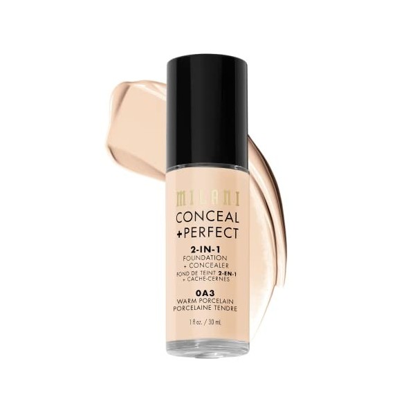 Milani Conceal + Perfect 2-in-1 Foundation + Concealer 1 Fl. Oz. Cruelty-Free Liquid Foundation - Cover Under-Eye Circles, 