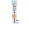 IT Cosmetics, Crème CC+ Anti-Âge Your Skin But Better, Haute Couvrance, Waterproof, Enrichi en Peptides, Collagène & Vitamine