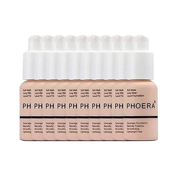 Glamza Phoera Foundation Kit de maquillage à couverture complète – Contrôle de lhuile longue durée 24 heures – Crème anticer