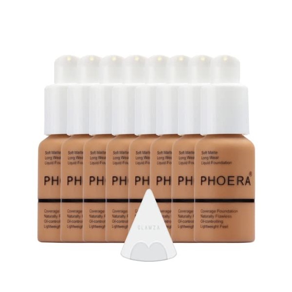 Glamza Phoera Foundation Kit de maquillage à couverture complète – Contrôle de lhuile longue durée 24 heures – Crème anticer