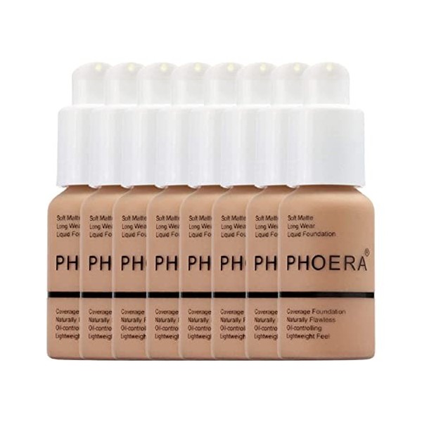 Glamza Phoera Foundation Kit de maquillage à couverture complète – Contrôle de lhuile longue durée 24 heures – Crème anticer