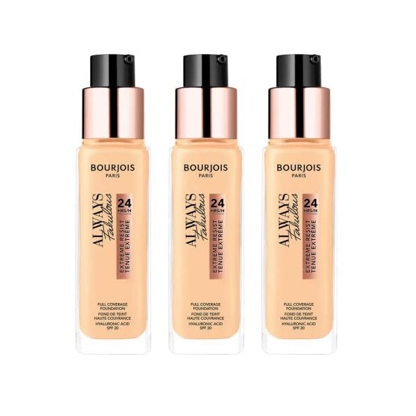 3 x Bourjois Always Fabulous 24hr Extreme Resist Foundation - 120 Light Ivory