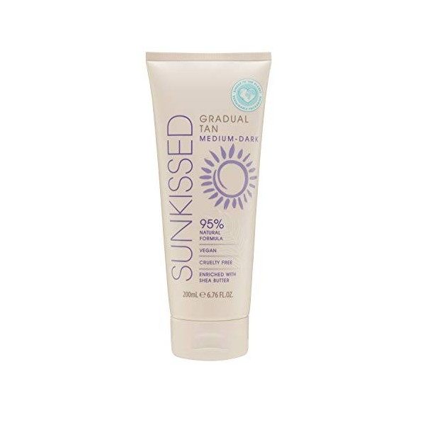 Sunkissed Tan Gradual Medium - Dark 200 ml - Formule 95 % naturelle - Végétalien - Sans cruauté envers les animaux - Beurre d