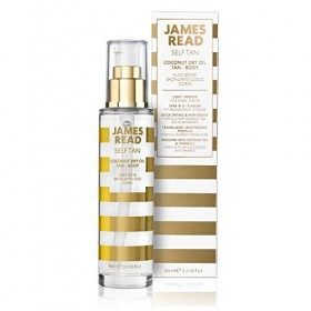 JAMES READ Coconut Dry Oil Tan Face & Body 100ml Gradual Tan All Over Natural Golden Glow Bronzer Self Tan Rapid Drying Formu