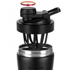 ROCKY&CHAO Shaker à protéines, en acier inoxydable, 900 ml, avec boule, pour le sport, le fitness, le régime et le fitness a