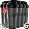 VELOMIX [Lot de 6 bouteilles shaker protéinées de 800 ml pour mélanges protéinés – 6 fouets métalliques | Gobelets anti-fuite