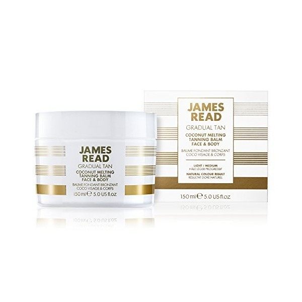 JAMES READ Coconut Melting Tanning Balm for Face & Body 150ml LIGHT/MEDIUM Gradual Self Tan Natural Golden Tan Hydrating Oil 