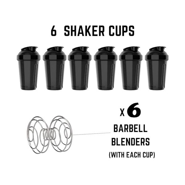 VELOMIX - Lot de 6 flacons shaker protéinés pour mélanges protéinés, gobelets shaker de 591 ml pour boissons protéinées, peti