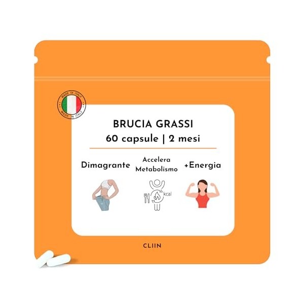 Brûleurs à graisse puissants et rapides | Complément fabriqué en Italie 60 capsules | Minceur fort, perte de poids | Thermogé