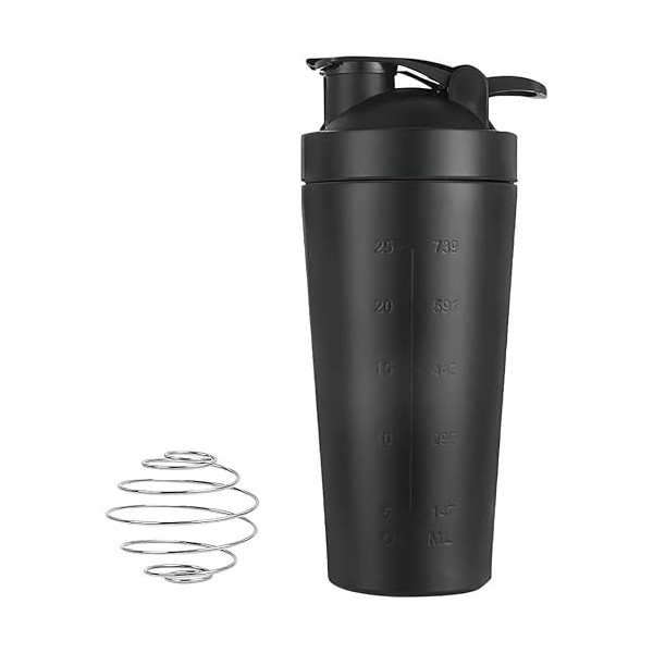 Lotvic Shaker Protéine Acier Inoxydable, Sport Fitness Shaker, Shaker Bottle de Protéines Capacité 900 ml Avec Boule Dagitat