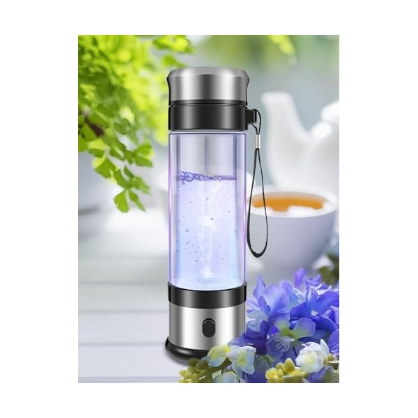 DRICLA Hydrogène Water Bottle Rechargeable Hydrogy Water Lonizer Machine 350 ml Générateur deau dhydrogène 3 minutes Généra