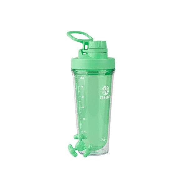 Takeya Shaker protéiné en plastique Tritan de qualité supérieure, sans BPA, couvercle à bec verseur étanche, incassable, 710 