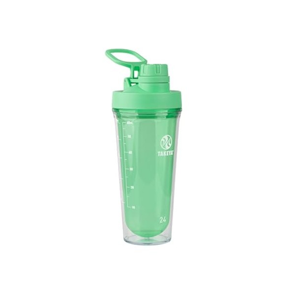 Takeya Shaker protéiné en plastique Tritan de qualité supérieure, sans BPA, couvercle à bec verseur étanche, incassable, 710 