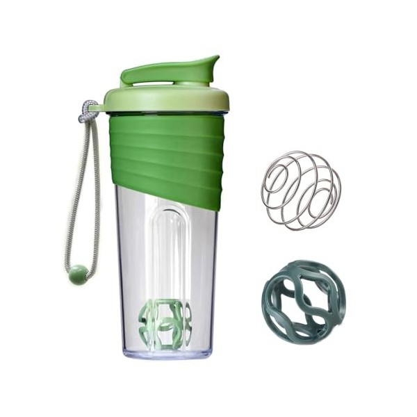 Tcdwla Shaker Proteine,700ml Shaker Sport,Grande Capacité, Sans BPA, avec Poignée et Couvercle en Silicone et 2 Boules à Seco