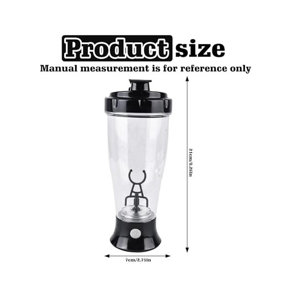 YOYIAG Bouteille de shaker électrique pour protéines - 350 ml - Shaker à protéines - Mixeur Vortex électrique portable - Rech