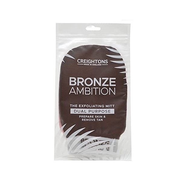 Creightons Bronze Ambition Dual Purpose Exfoliating Mitt - Prepare Skin & Remove Unwanted Tan from Palms, Ankles, Knees or El