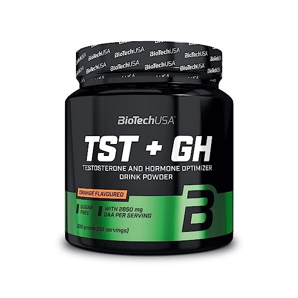 BioTechUSA TST+GH, boisson en poudre aromatisée optimisant la testostérone et les hormones avec DAA, acides aminés et nutrime