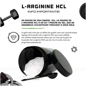 L-Arginine HCL - 500 g - L-Arginine Hydrochloride - Premium : L-Arginine HCL végétale - Solubilité optimale - Poudre pure san