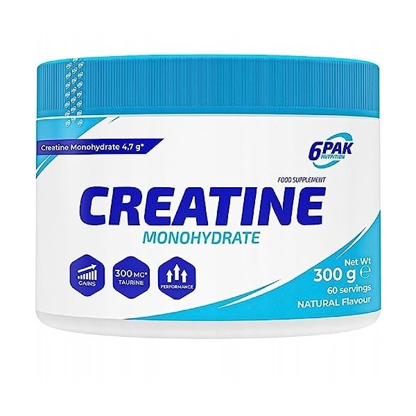 6PAK Nutrition - Créatine Monohydrate - Masse musculaire - Régénération après lentraînement - Complément alimentaire - 300 g