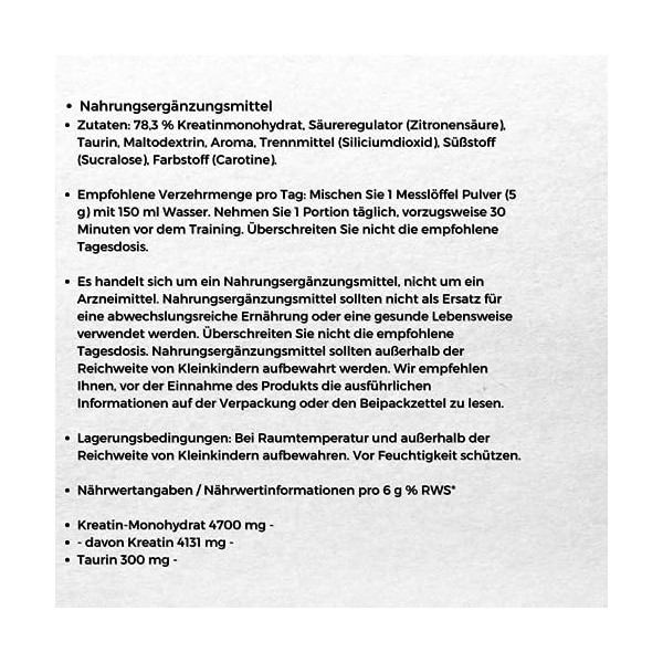 6PAK Nutrition - Créatine Monohydrate - Masse musculaire - Régénération après lentraînement - Complément alimentaire - 300 g