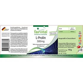 Fairvital | L-proline 500 mg, 45 jours - VEGAN - Hautement dosé - 90 comprimés - acide animé