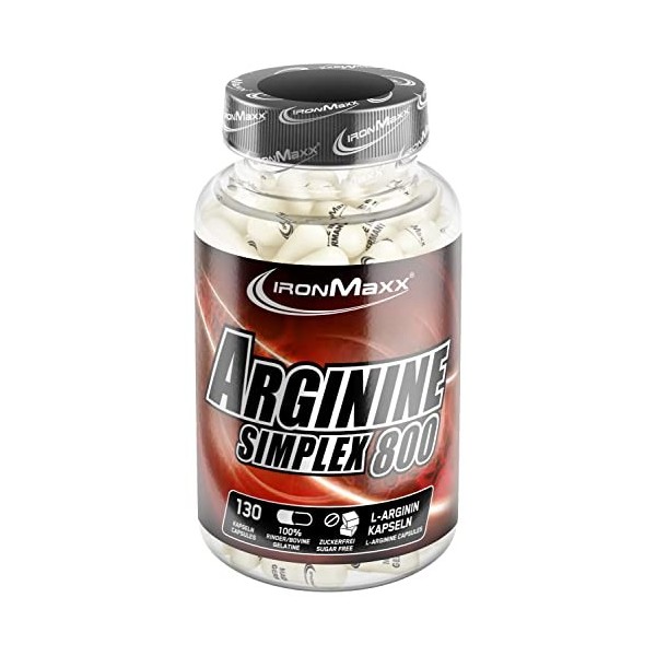 IronMaxx Arginine Simplex 800 - Acide Aminé L-Arginine - 130 capsules