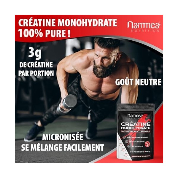 Créatine monohydrate pure en poudre - Prise de masse musculaire rapide - Booster de performances puissant - Récupération - Ha