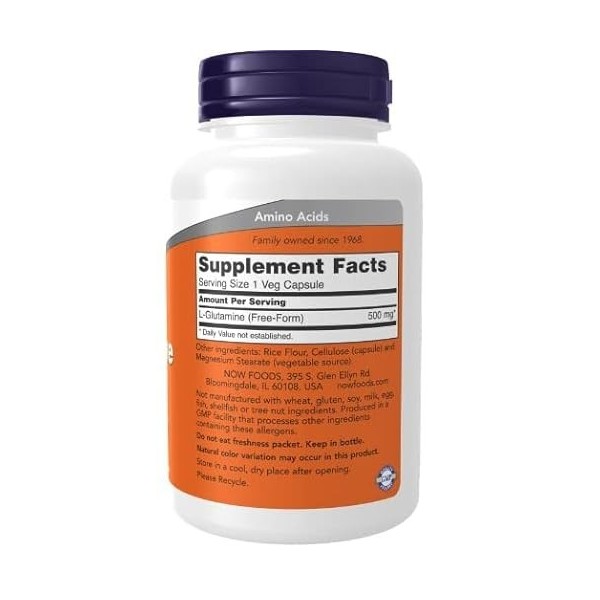 Now Foods L-glutamine 500mg 120 gélules vegan acide aminé