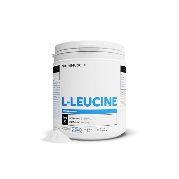 Nutrimuscle - Leucine L-Leucine - 300g - Poudre - Effet anabolique fort - Prise de masse - Construction et Récupération Mus