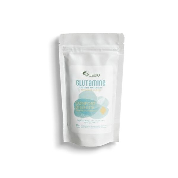 L Glutamine | Lutte contre les troubles digestifs | Récupération musculaire | Anti inflammatoire | 100 g poudre, goût pêche |