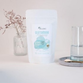 L Glutamine | Lutte contre les troubles digestifs | Récupération musculaire | Anti inflammatoire | 100 g poudre, goût pêche |