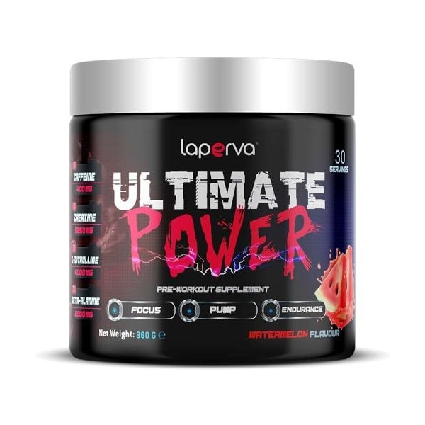 Laperva Triple Power Ultimate Poudre de pré-entraînement – ​​Boost dénergie intense, concentration et force – Avec créatine,