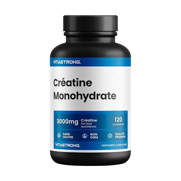 Créatine Monohydrate SEULEMENT 100% CREAPURE® | Vitastrong Créatine en Comprimés | Fin et soluble | pour le développement de 