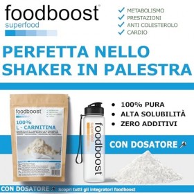foodboost L - Carnitine pure en poudre 200g sans additifs - avec doseur - parfait dans le shaker pour protéines en poudre, ma