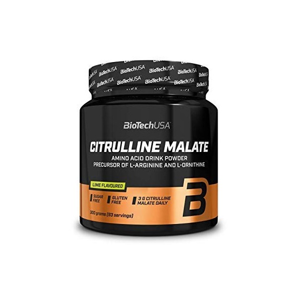 BioTechUSA Citrulline Malate, Formule aromatisée en poudre contenant de la L-citrulline-malate, 300 g, Lime