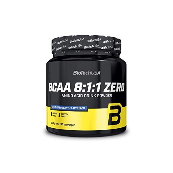 BioTechUSA BCAA 8:1:1 Zero | Rapport 8:1:1 de leucine, isoleucine et valine | Sans sucre, sans gluten, 250 g, Thé glacé à la 