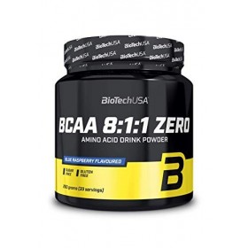 BioTechUSA BCAA 8:1:1 Zero | Rapport 8:1:1 de leucine, isoleucine et valine | Sans sucre, sans gluten, 250 g, Thé glacé à la 