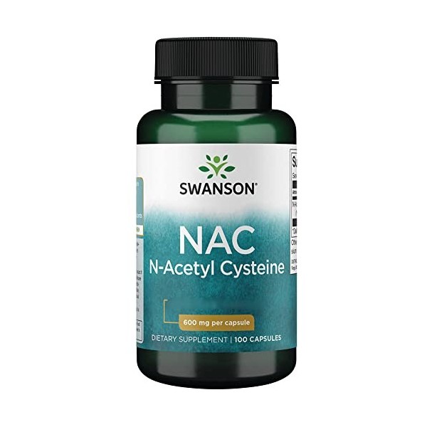 Swanson, NAC N-Acetyl-Cysteine, 600mg, Dépôt, 1 Capsule tous les 3 Jours, 100 Capsules, Hautement Dosé, Testé en Laboratoire,