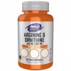 Now Foods L-Arginine & L-Ornithine, 100 Gélules Végétaliennes, Acides Aminés, Végétarien, Testé en Laboratoire, Sans Gluten, 